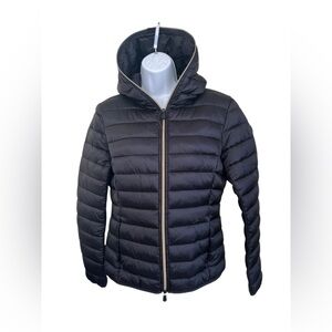 Save The Duck Women’s Alexis Animal Free Black Puffer Jacket NWT Size 2 Medium